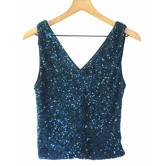 NWT Express Sequin Color Block Faux Wrap Tank Top - Medium - Picture 9 of 15